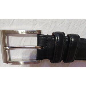 Allen Edmonds Black Leather Mens Belt With Silver Buckle